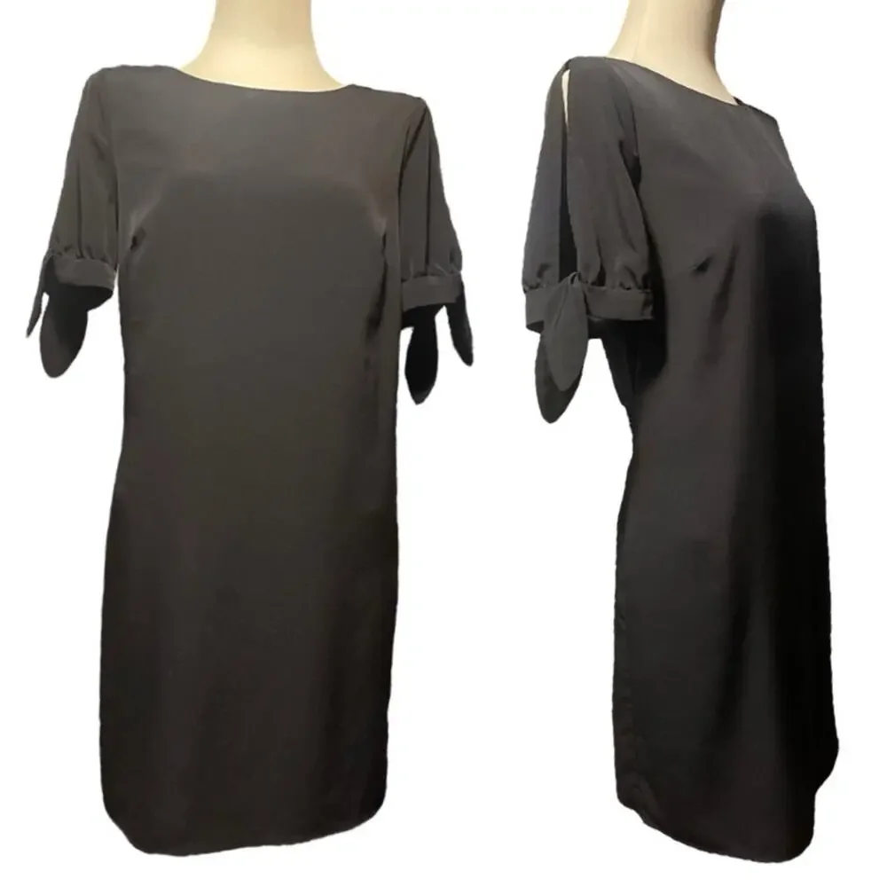 AB Studio Tie Split Sleeve Sheath Dress Black 12
